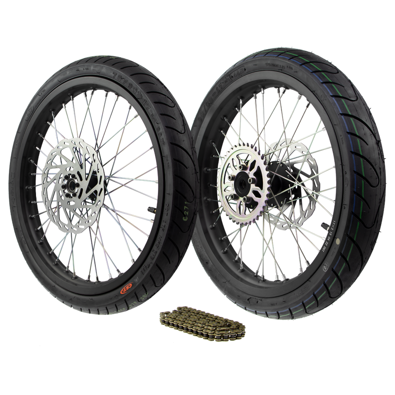 Complete Supermotor Wheel Set 17″ Sting MX4 / xXx for Talaria electric dirt bikes