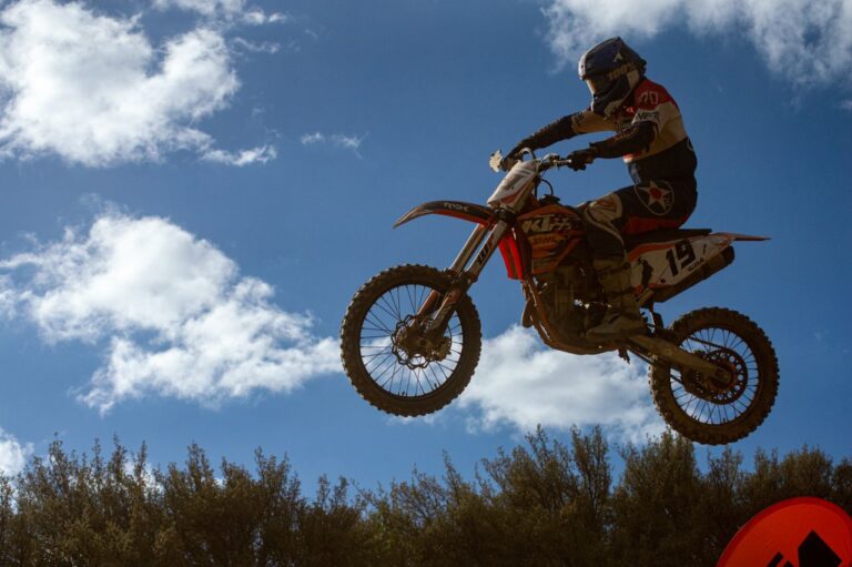 High jump on an enduro motorcycle