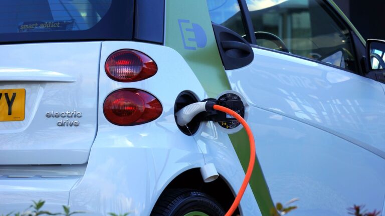 Close-up of an electric vehicle charging connector